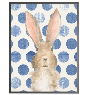 Watercolor baby Bunny on Navy polka dots